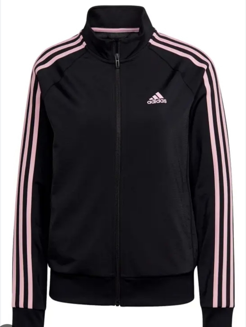 Adidas Womans Black Jacket with Peach Iconic Three-Stripes And Logo Size XS